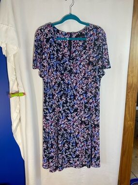 Leslie Fay Black, Blue and pink dress size 12